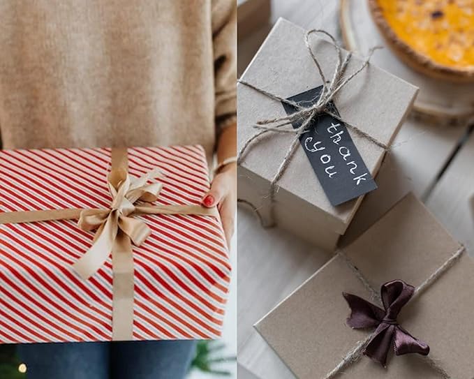 LEEQE Double Face Brown Satin Ribbon 7/8 inch X 25 Yards Polyester Brown Ribbon for Gift Wrapping Very Suitable for Weddings Party Invitation Decorations and More