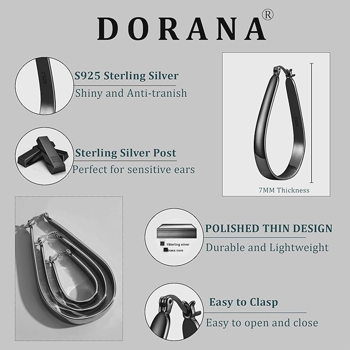 Sterling Silver Hoop Earrings for Women Large Oval Hoop Earrings Lightweight Big Gold Hoops Earrings Hypoallergenic 14K Gold Plated Hoops Earrings Non Tarnish Jewelry Gifts 20/30/40mm