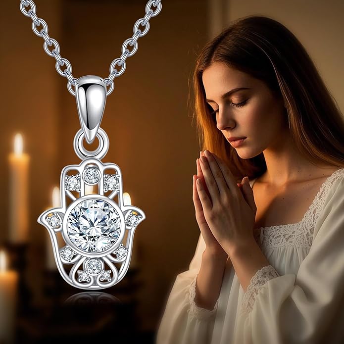 Moissanite Necklace for Women 925 Sterling Silver Eternal Pendant 1ct Lab Diamond Necklace Jewelry Gifts for Wife Girlfriend Mom