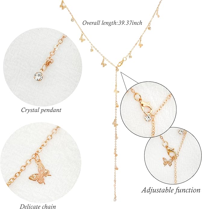 Irregular Y2k Long Y-shaped Necklace with Zircon Inlaid Sparkling Brick Tassel Pendant Double-Layer Chain High-end Fashion Accessory Women's