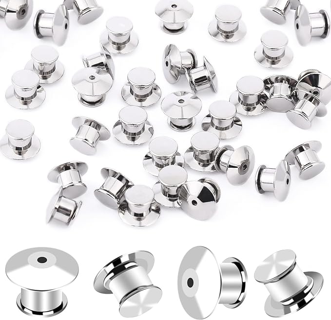 DECYOOL 30PCS Metal Locking Pin Backs, Pin Keepers Clasp Pin Backs Locking Buckles for Brooch DIY Crafts Badges Enamel Lapel Needles Pin Lock