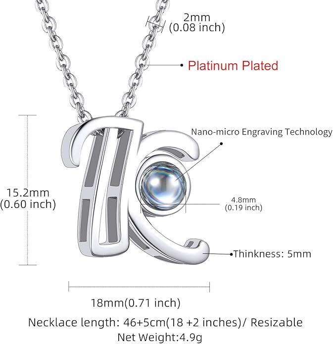 Custom4U Personalized Initial Picture Necklace for Women, Projection Necklace with Picture Inside, Gold/Silver Letter Pendant Necklace, Custom Photo Gifts for Mom Wife Birthday Valentines