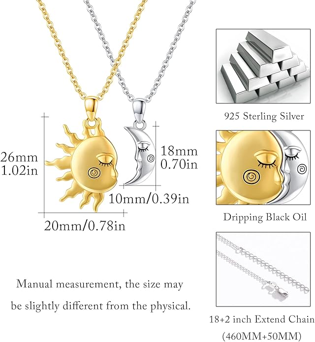 OHAYOO Dragon Phoenix Matching Necklace for Couples 925 Sterling Silver Yin Yang Pendant Necklaces for Couples Jewelry for Him and Her