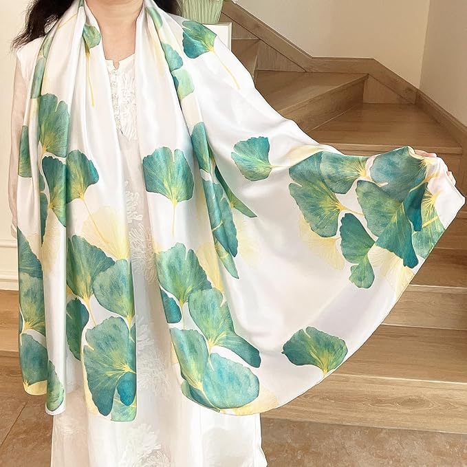 Long Silk Like Scarf Lightweight Satin Scarves Large Sunscreen Shawl Wrap for Women