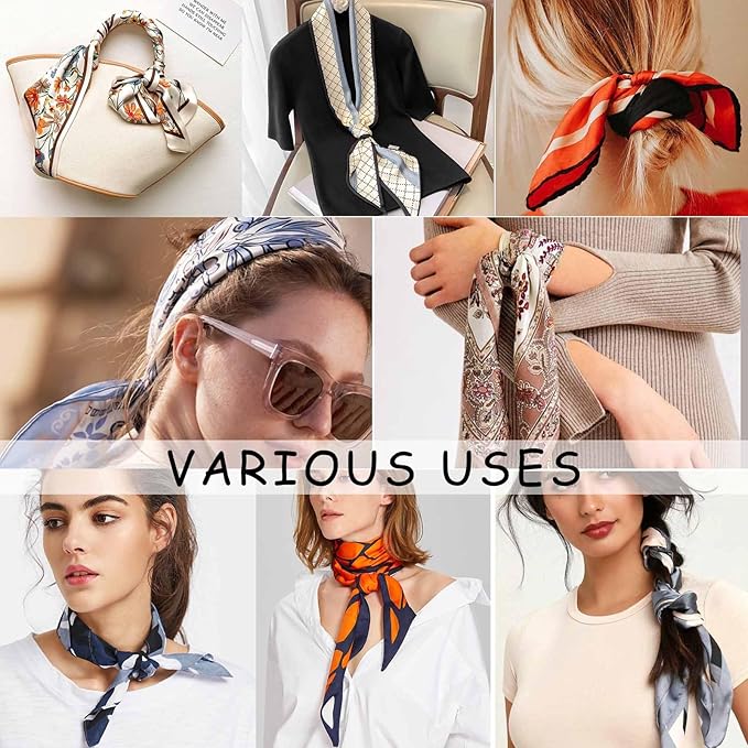 Dailyacc Hair Scarf for Women Fashion Silky Satin Headscarf Wrap Breathable Lightweight Neck Scarves For Handbag