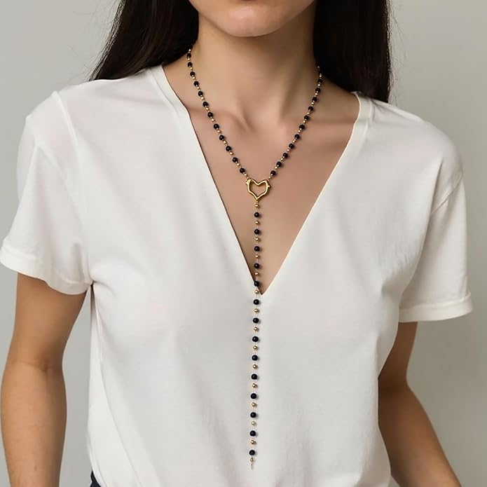 Irregular Y2k Long Y-shaped Necklace with Zircon Inlaid Sparkling Brick Tassel Pendant Double-Layer Chain High-end Fashion Accessory Women's
