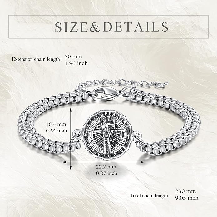 YFN Patron Saint Bracelet Sterling Silver Religious Protector Bracelet Jewelry Gift for Women Men