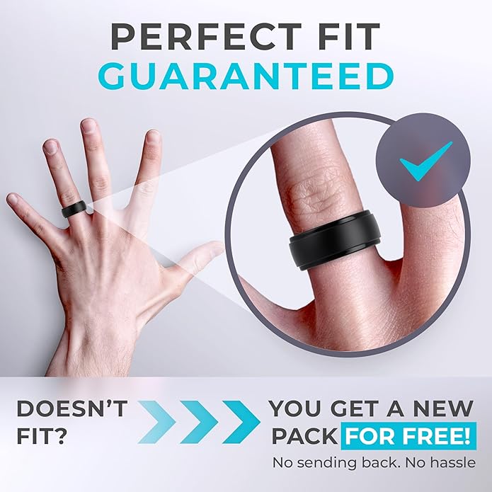 ThunderFit Men's Silicone Rings 10mm Wide 2.5mm Thick Rubber Bands, Breathable, Variety Multipack 1-10