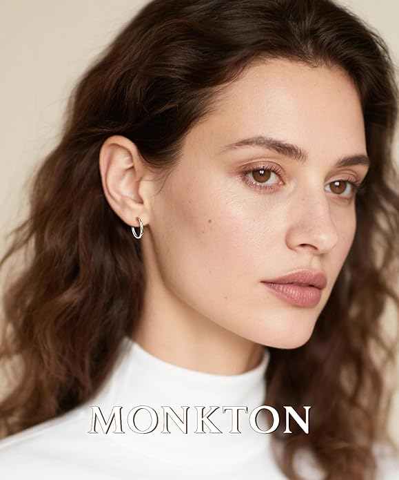Monkton Huggie Earrings S925 Sterling Silver Minimalist Hoop Earrings - 14mm/16mm/18mm Chic Lightweight Hypoallergenic Women's Jewelry