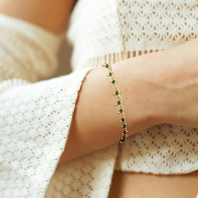 MTMY Gold Chain Bracelet for Women 14K Gold Plated Dainty Bracelets with Adjustable Chain Cute Bracelet Gold Trendy Jewelry