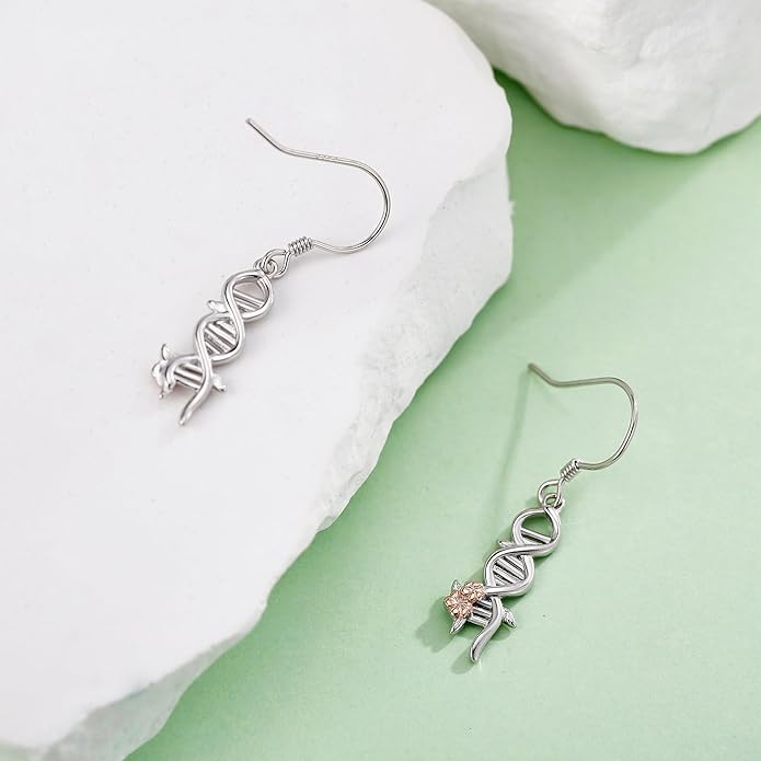 DNA Music/DNA/Piano/Moth/Sunflower/Trumpet Earring 925 Sterling Silver Astronaut/Raccoon/Moth/Sunflower Jewelry for Women
