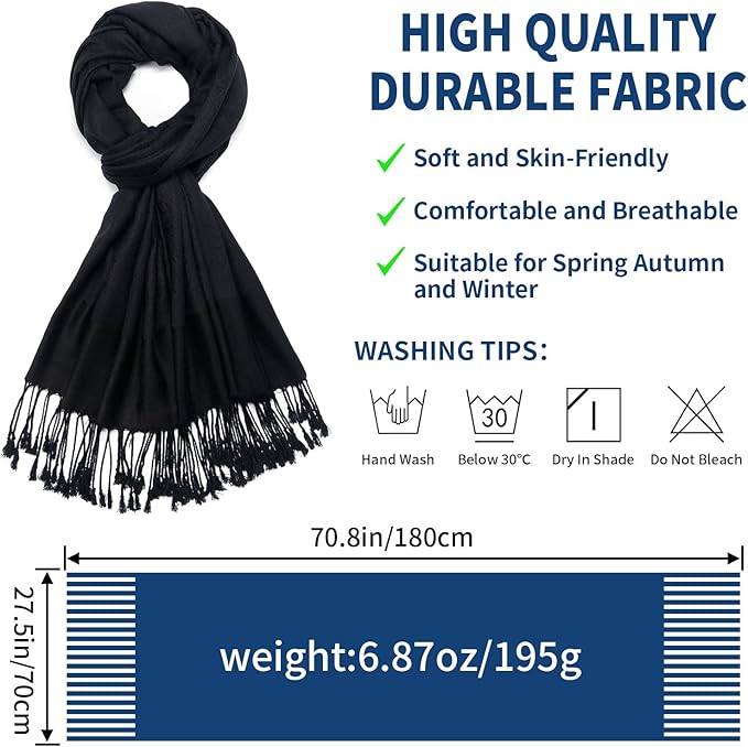 QIUTIMIY Paisley Pashmina Shawl Wrap Women Reversible Vintage Jacquard Pashmina Rave Scarf with Fringe for Evening, Wedding