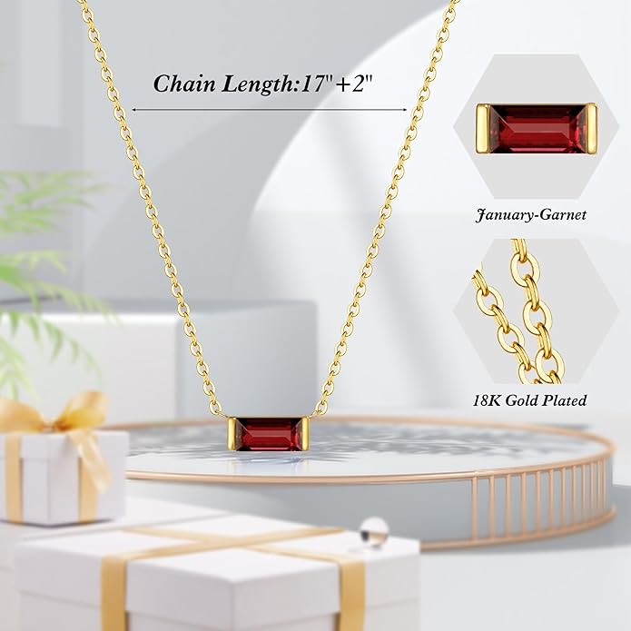 JSJOY Gold Birthstone Necklace for Women Dainty Birthstone Pendant Necklace for Teens Birthday Gifts Jewelry for Mothers Wife Grandma Graduation Gifts for Teenagers