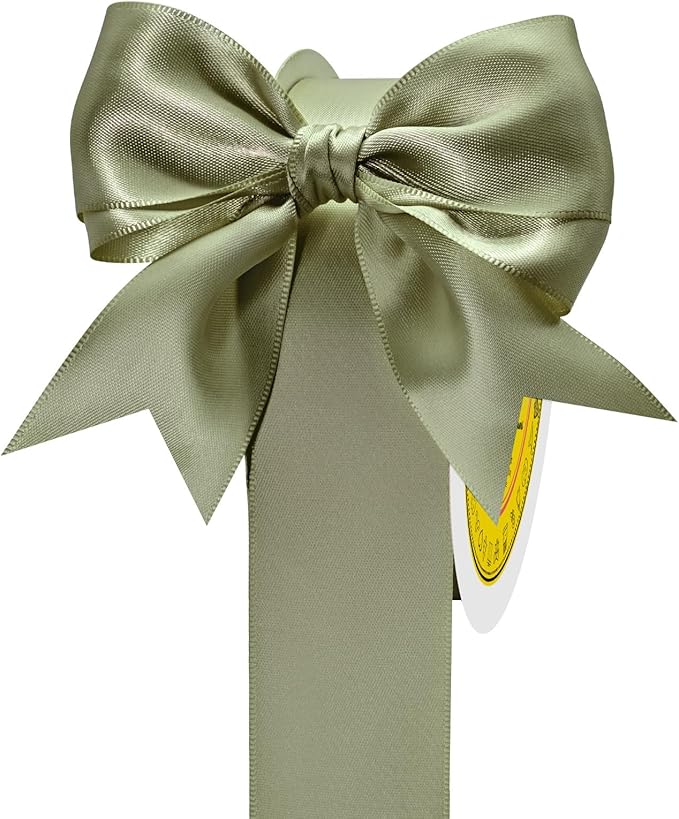LEEQE Double Face Spring Moss Satin Ribbon 1-1/2 inch X 50 Yards Polyester Spring Moss Ribbon for Gift Wrapping Very Suitable for Weddings Party Hair Bow Invitation Decorations and More