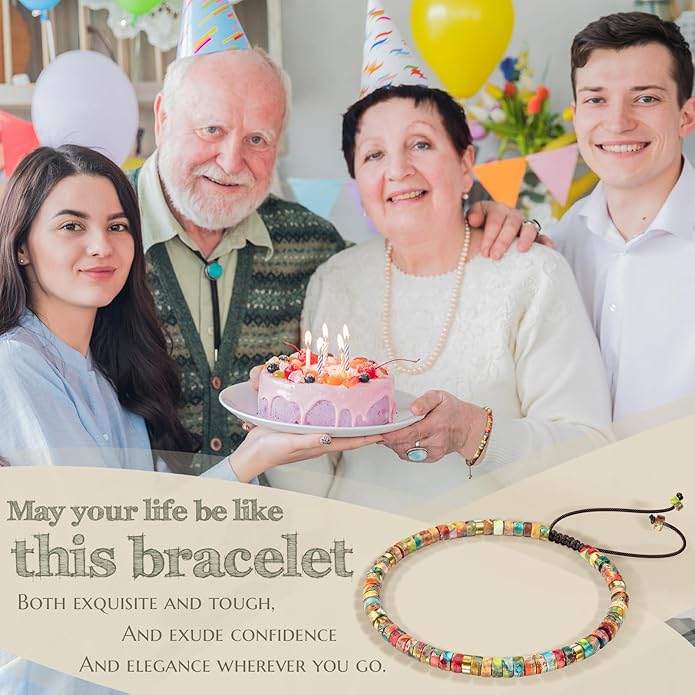30th 40th 50th 60th 70th 80th Birthday Gifts for Women, Natural Stone Bracelet Birthday Gifts for Mom Daughter Grandma Sister Friends Coworker