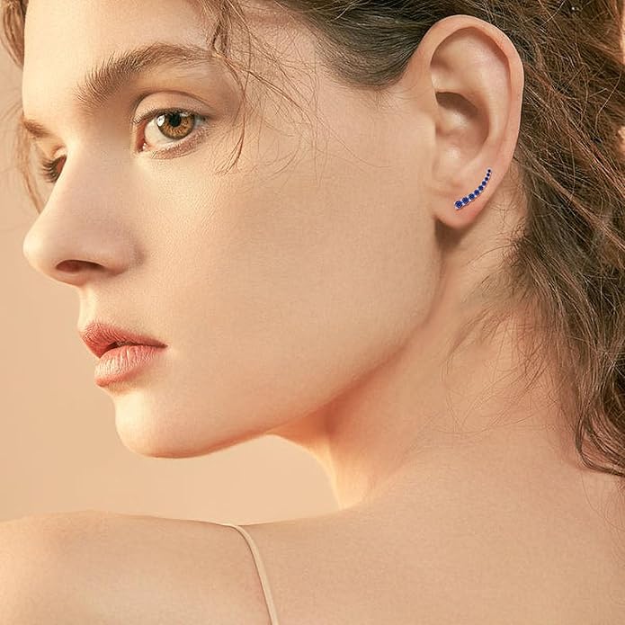 Climber Earrings for Women 925 Sterling Silver Ear Crawler Earrings White/Yellow/Rose Gold Plated Cubic Zirconia Earrings Jewelry