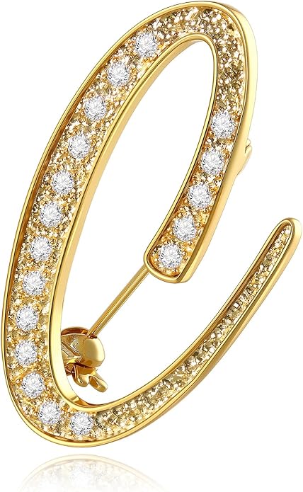 Cicy Bell A-Z Initial 26 Letter Brooch Pins 18k Gold Plated Cubic Zirconia Breastpin Name Personalized Gifts for Women Men