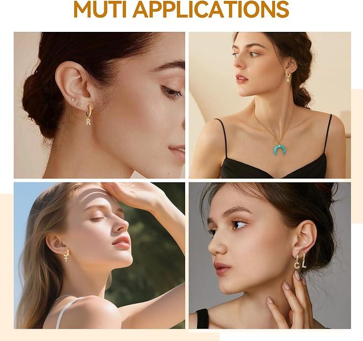 18K Gold Filled Initial Dangle Hoop Earrings for Women, 1 Pair CZ Hypoallergenic Alphabet Letter A-Z Drop Dangle Dainty Gold Earrings, Small Huggie Hoop Earrings with Cubic Zirconia Gifts Jewelry