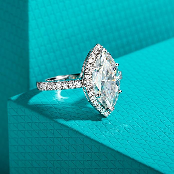 AnuClub Princess/Cushion/Oval Cut Moissanite Engagement Rings 3-3.884cttw D Color VVS1 925 Sterling Silver 3 Rows Vintage Halo Wedding Promise Statement Rings for Women with Certificate