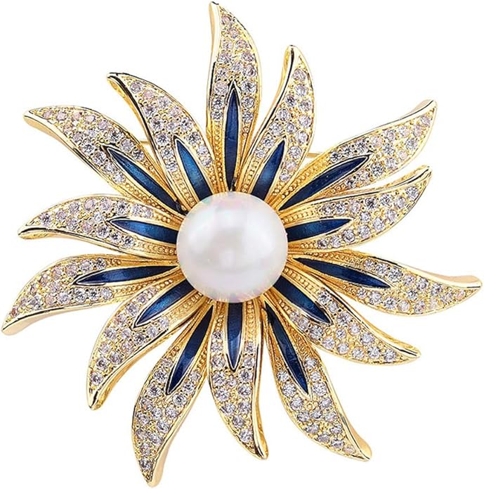 Brooch Pins for Women Girls Fashion Flower Crystal Rhinestone Pearl Jewelry
