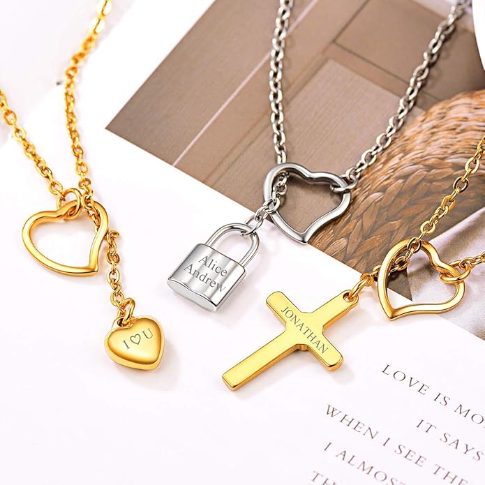 FOCALOOK Lariat Y-Necklaces | Long Necklaces for Women | Long Black Necklaces | Gold Necklaces for Women | Drop Heart Necklaces for Women | Front Adjustable Long Chain Necklace