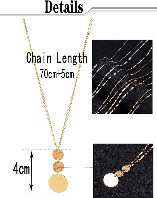 10Pcs Long Pendant Necklace Simple Moon Bar Three Triangle Tassel Lock Sweater Y Shape Punk Chain Choker Necklace for Women Men Gold Silver Plated