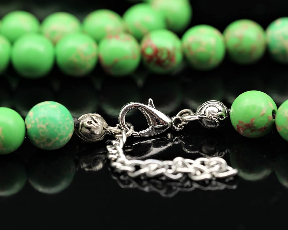 Natural Green Imperial Jasper Beaded Choker, Genuine Green Crystal Necklace, Fancy Gemstone Choker, 8mm Beads, Fashion Jewelry, Healing Crystal Chakra Necklace, Durable Necklace, Capricorn Necklace