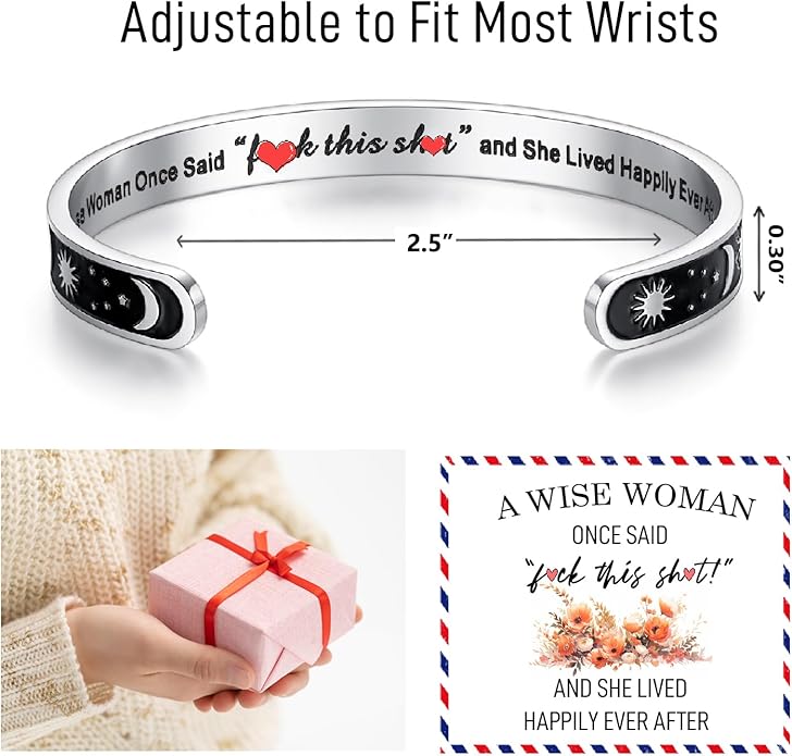 TONY & SANDY Inspirational Bracelets for Women Teen Girls Personalized Gifts for Daughter Granddaughter Mom Sister Friends Stainless Steel Engraved Cuff Birthday Easter Christmas