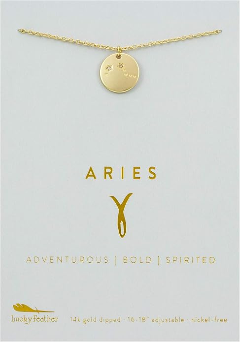 Lucky Feather Zodiac necklaces for women | Scorpio 14K Gold-Plated Astrology Pendant for Girls | Horoscope Sign Zodiac gift | Great Christmas Stocking Stuffer | Trendy Birthday Jewelry Gift | 16” - 18”