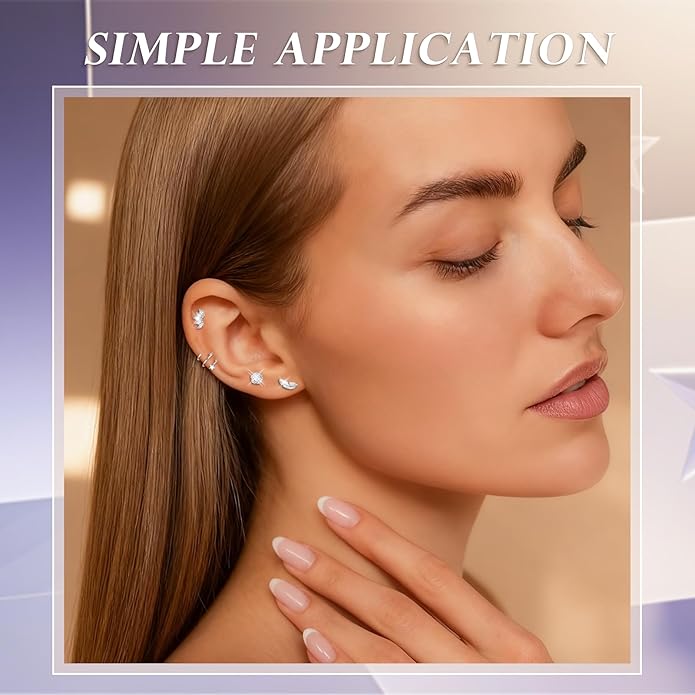 38pcs Silver Flat Back Stud Earrings for Women Hypoallergenic Surgical Steel Stud and hoops Earrings for Sensitive Ears Stacked Tiny Screw Backs Cartilage Tragus Earring Set for Multiple Piercing
