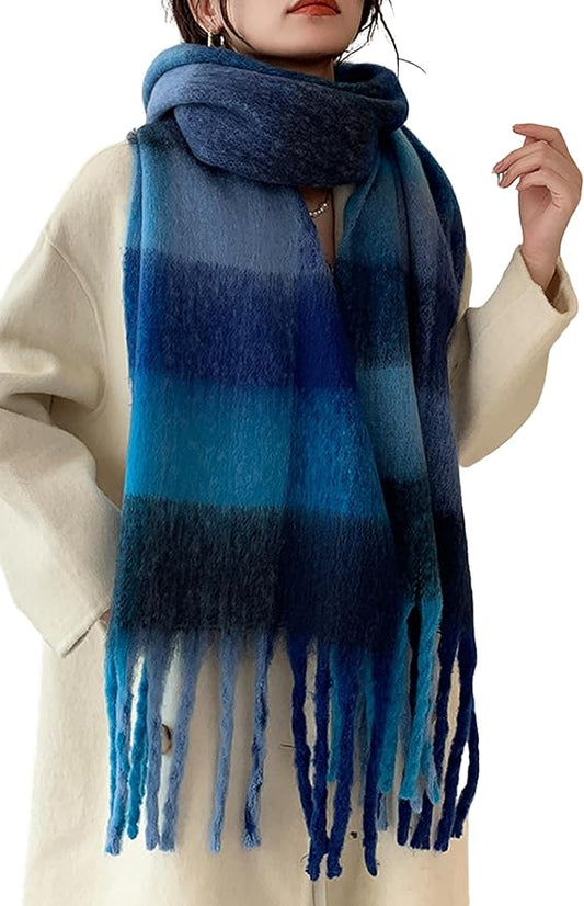 Wander Agio Winter Women Warm Scarf Long Shawl Large Scarves Cold Weather Thick Blanket Scarfs Colorful Plaid