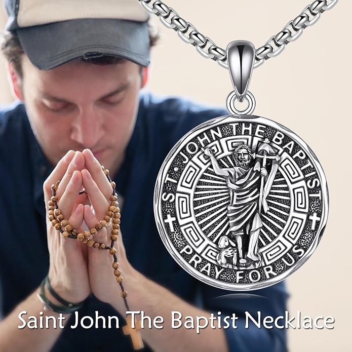 YFN Patron Saint Necklace Sterling Silver Amulet Medal Pendant Religious Protector Jewelry Gifts for Women Men