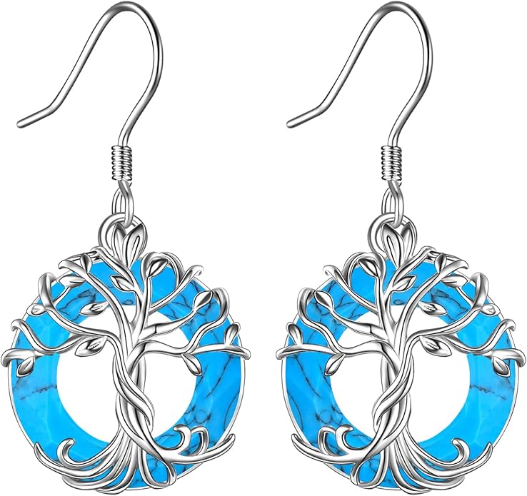 TOUPOP Tree of Life Earrings 925 Sterling Silver Family Tree Dangle Drop Earrings Crystal Jewelry Birthday Christmas Gifts for Women Her