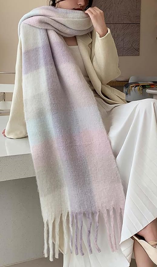 Wander Agio Winter Women Warm Scarf Long Shawl Large Scarves Cold Weather Thick Blanket Scarfs Colorful Plaid