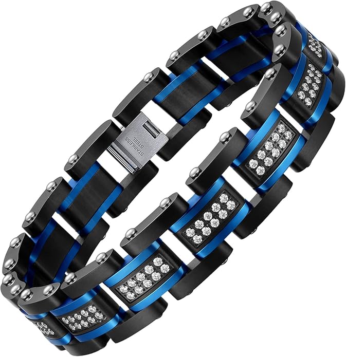 Ziallay Link Initial Bracelet Hip Hop Jewelry Gift Men Women Christmas Birthday Jewelry Gift Boyfriend Fashion Bracelet, Diamond, Two Tone Bracelet.