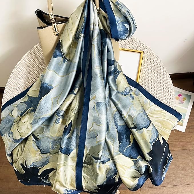 Long Silk Like Scarf Lightweight Satin Scarves Large Sunscreen Shawl Wrap for Women