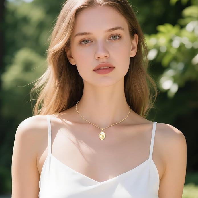 14K Gold Lily of the Valley Necklace with Mother of Pearl 14K Solid Gold Lily Pendant Elegant Flower Jewelry Gift for Women
