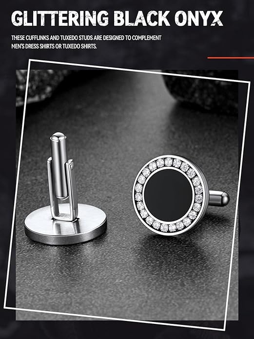 FaithHeart Mens Cufflinks, Norse Viking Tuxedo Shirt Cuff Links, Stainless Steel Cuff Links and Shirt Studs, Gift Box