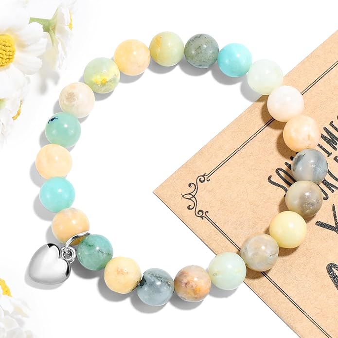 VIBILIA Cross Beaded Bracelets for Women, Inspirational Natural Heart Religious Bracelets for Women, Birthday Christian Gifts for Women on Thanksgiving Christmas Gifts