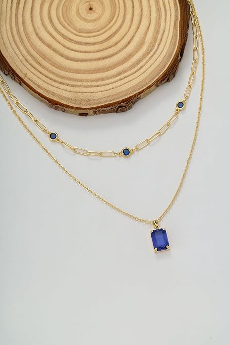 Gold Layered Pendant Necklaces for Women 14k Gold Plated Crystal Choker Necklace Paperclip Rhinestone Necklace Party Prom Jewelry