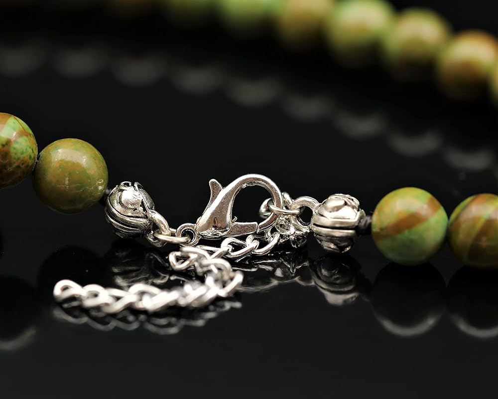 Natural Green Jasper Beaded Choker, Genuine Green Crystal Necklace, Fancy Gemstone Choker, 8mm Beads, Unique Fashion Jewelry, Healing Crystal Chakra Necklace, Durable Stone Necklace, Cancer Necklace
