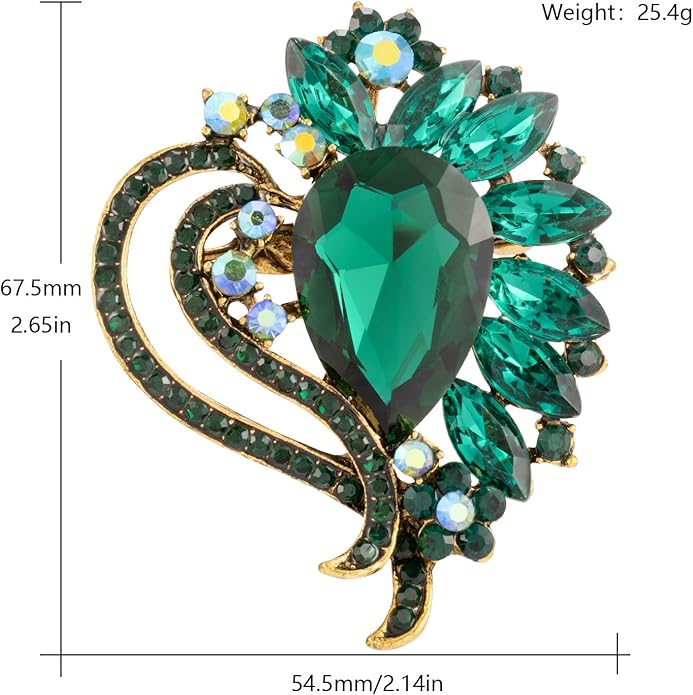 LAXPICOL Vintage Austrian Crystal Elegant Heart Flower Brooch Pin For Women Wedding Broach Pin