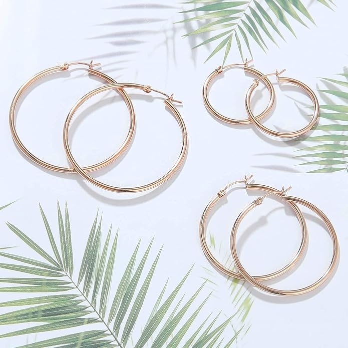 Gacimy Gold Hoop Earrings for Women 14K Real Gold Plated Hoops with 925 Sterling Silver Post