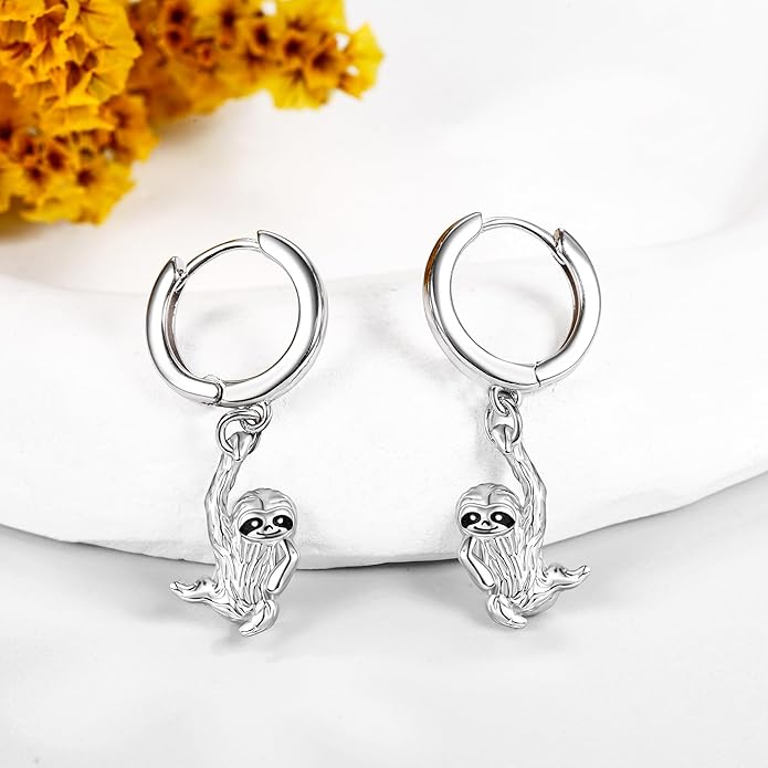 MONGAS Dragonfly/Sunflower/Hummingbird/Sand Dollar/Crab/Champagne/Arrow/Cherry/Ankh/Sloth Earrings for Women Sterling Silver Dragonfly/Sunflower/Hummingbird/Sand Dollar Jewelry for Women