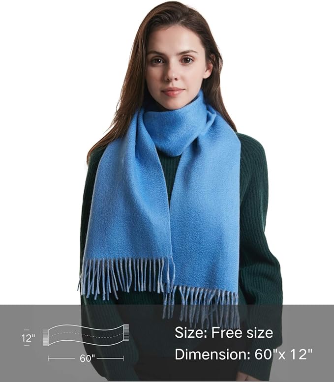 EURKEA 100% Cashmere 2025 Winter Scarf for Women Fringed Edges Warm & Soft Lightweight Solid/Plaid/Two-Tone Free Size