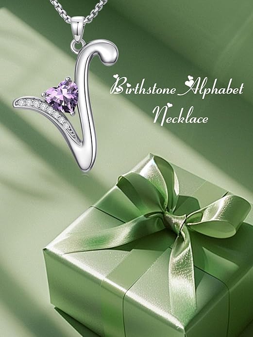 Christmas Gifts for Women Alphabet A to Z Initial Birthstone Pendant Necklaces for Women - 18k White Gold Plated Personalized Name Jewelry Valentine Mothers Day Birthday Gifts for Women Her Girlfriend