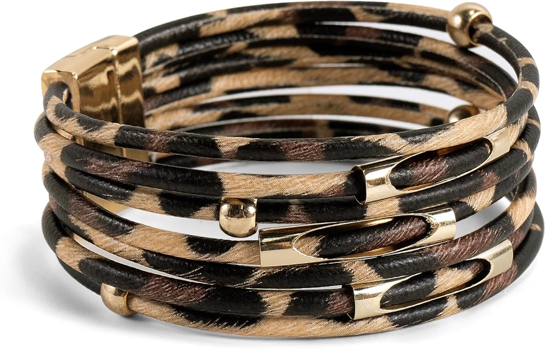 ENGCKSHI Wrapped Bracelets for Women,Leather Bracelet,Boho Bracelets for Women,Multi-Layer Pearl Crystal Bracelet Bangle Jewelry