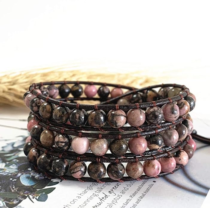 ZOSOJONA Boho Wrap Bead Bracelet for Women - Handmade Adjustable Natural Stone Beaded Bracelets Rope Yoga Healing Bracelet Bangle Hippie Jewelry