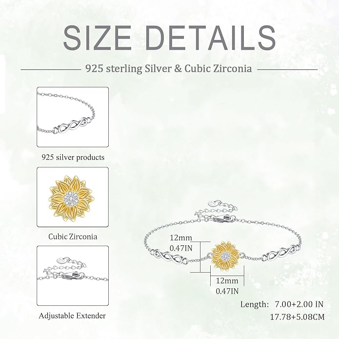 Mustard Seed Cross/Paw Print/Butterfly/Sunflower/Compass/Moss Agate Bracelet for Women 925 Sterling Silver Graduation Link Bracelet Jewelry for Women