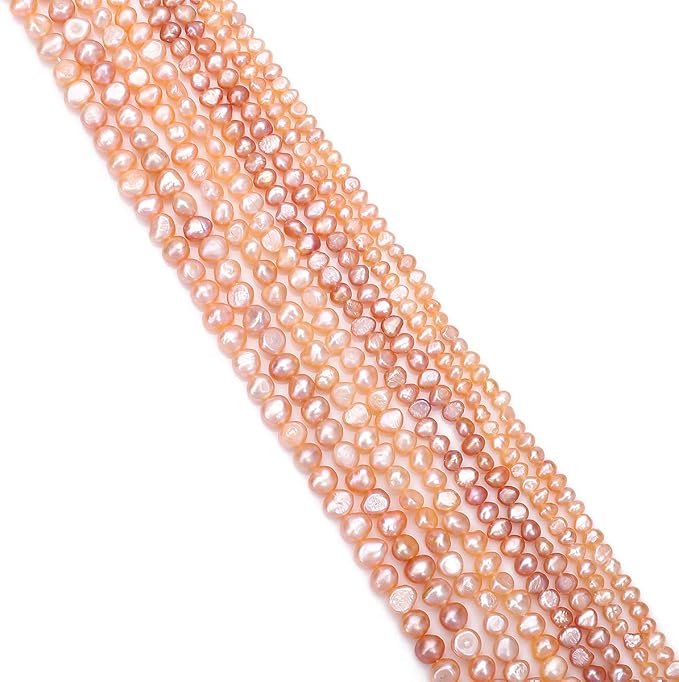 BEADIA Natural Pearl Beads Side Hole 8-9mm Pink Freshwater Cultured Loose Gemstone Beads for DIY Jewelry Making 13.8''/Strand